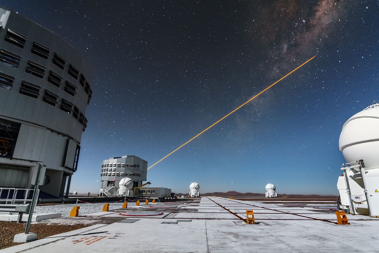 Imagery Showing the First Light of the New Laser at Paranal
