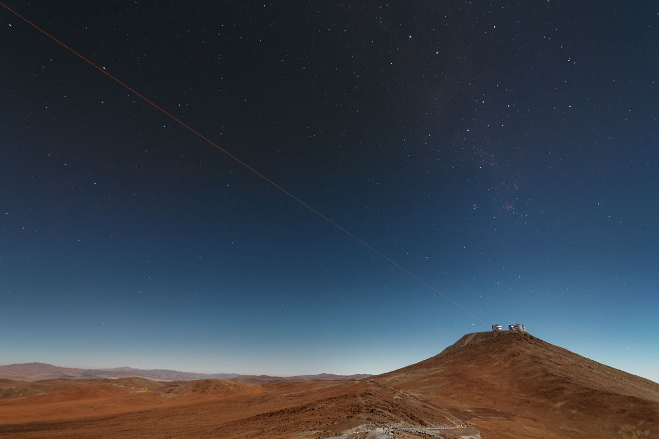 Imagery Showing the First Light of the New Laser at Paranal