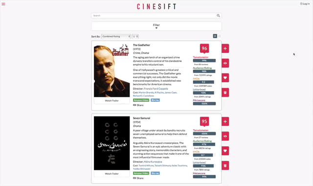 Cinesift - The Movie Rating Aggregator.
